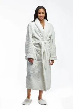 La Cera™ Albornoz De Forro Polar Texturizado De Largo Completo La Cera