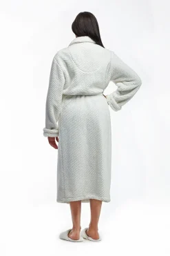 La Cera™ Albornoz De Forro Polar Texturizado De Largo Completo La Cera