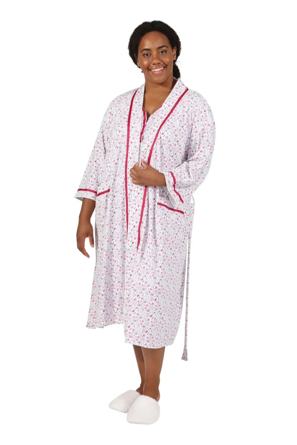 La Cera™ Bata De Punto Con Estampado Floral De Talla Grande