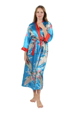 La Cera™ Bata De Saten Floral