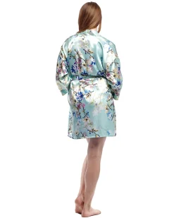 La Cera™ Bata De Saten Floral Color