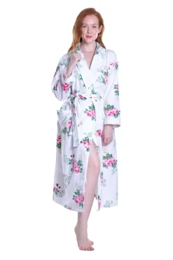 La Cera™ Bata Floral De Franela