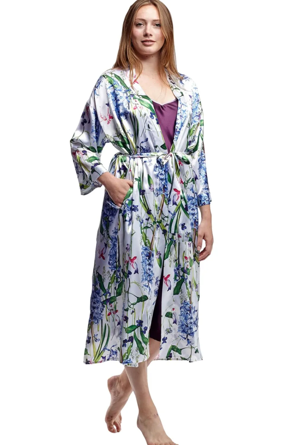 La Cera™ Bata Larga De Saten Floral
