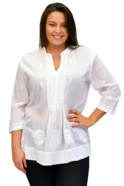 La Cera™ Blusa Plisada Talla Grande La Cera