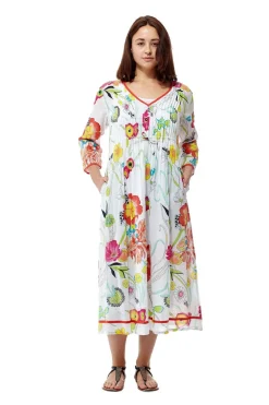La Cera™ Caftan 100% Algodon Estampado Floral