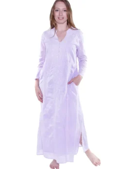 La Cera™ Caftan Bordado Con Cuello En V Y Muesca La Cera