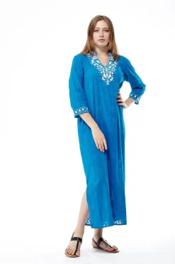 La Cera™ Caftan Bordado Con Manga 3/4 De Talla Grande La Cera