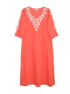 La Cera™ Caftan Bordado Con Manga 3/4 De Talla Grande La Cera