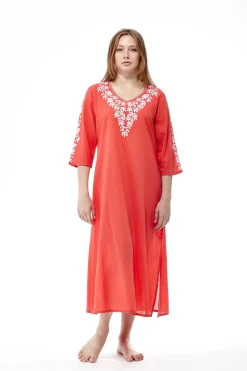 La Cera™ Caftan Bordado Con Manga 3/4 De Talla Grande La Cera