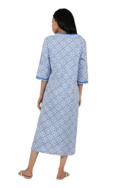 La Cera™ Caftan Estampado Geometrico 100% Algodon La Cera