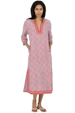 La Cera™ Caftan Estampado Geometrico 100% Algodon La Cera