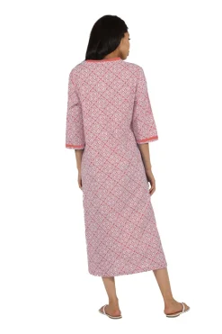 La Cera™ Caftan Estampado Geometrico 100% Algodon La Cera