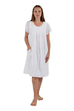 La Cera™ Camisa Bordada Blanca 100% Algodon Con Manga Casquillo