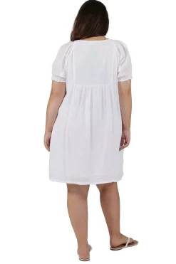 La Cera™ Camisa Bordada De Manga Corta 100% Algodon De Talla Grande