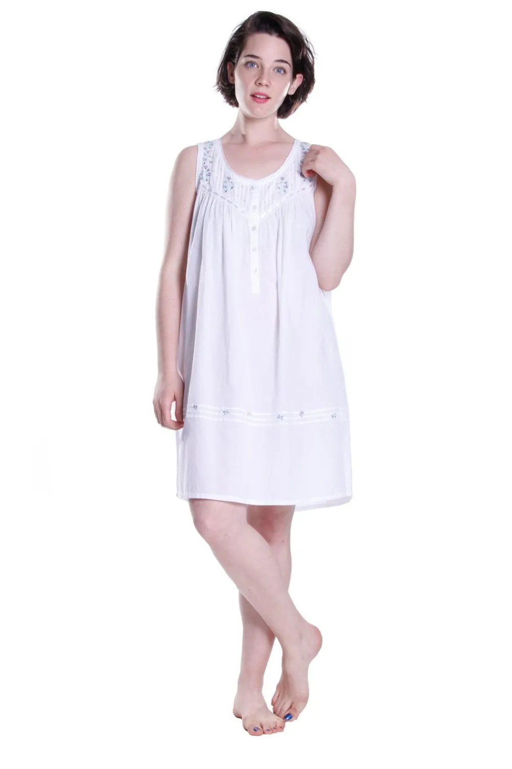 La Cera™ Camisa Bordada Sin Mangas 100% Algodon
