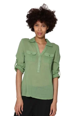 La Cera™ Camisa Campamento De Gasa De Algodon