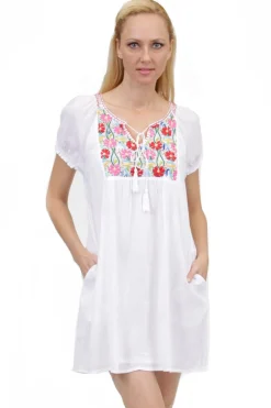 La Cera™ Camisa Campesina Bordada De Manga Corta