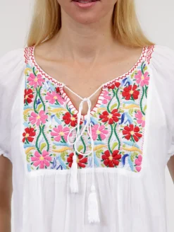 La Cera™ Camisa Campesina Bordada De Manga Corta