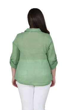 La Cera™ Camisa De Campamento De Gasa De Algodon De Talla Grande