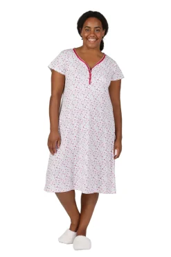 La Cera™ Camisa De Dormir De Punto Floral De Talla Grande