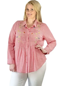 La Cera™ Camisa De Seersucker Con Botones Bordados En La Parte Delantera - Tall