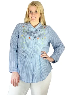 La Cera™ Camisa De Seersucker Con Botones Bordados En La Parte Delantera - Tall