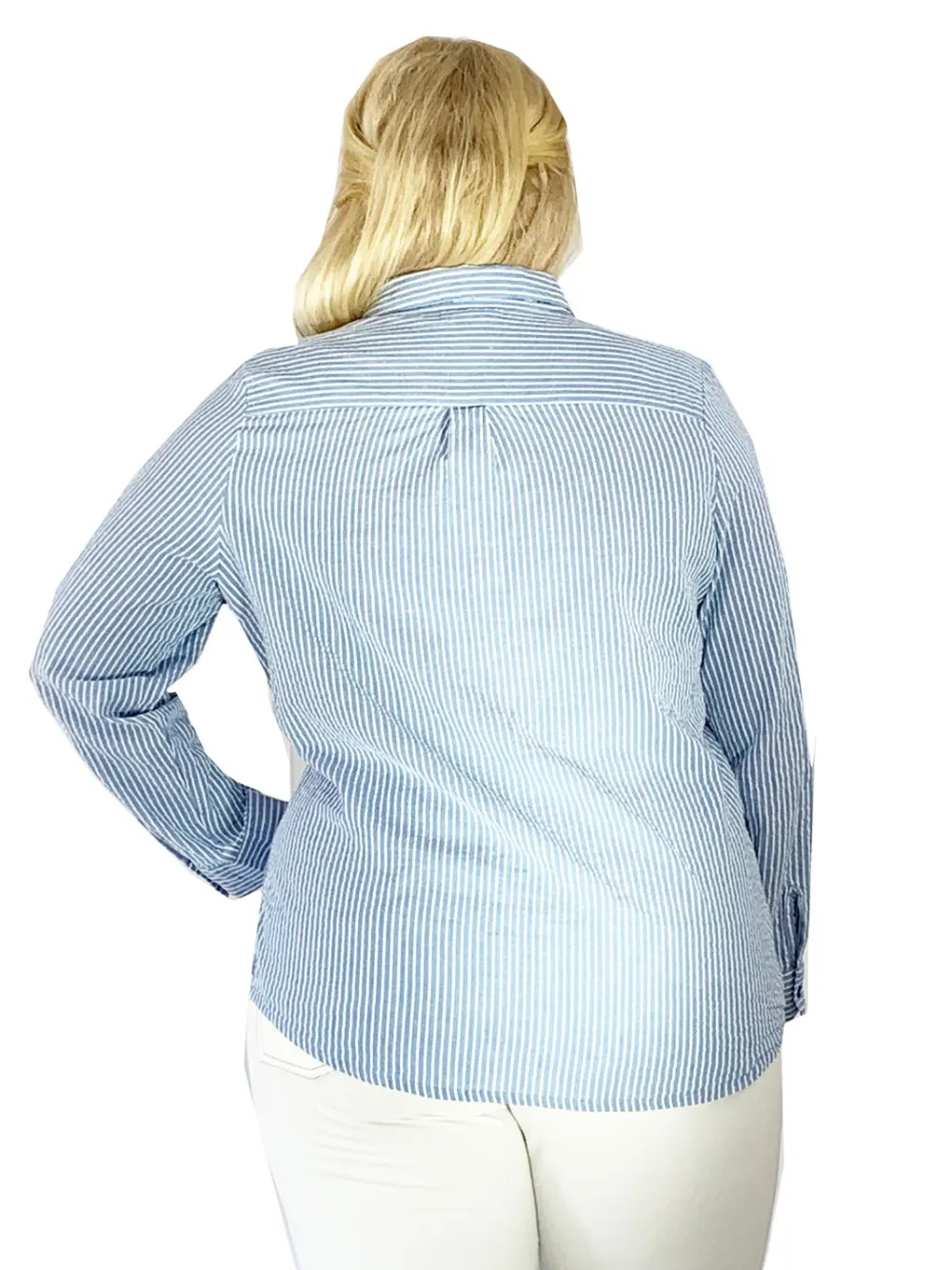 La Cera™ Camisa De Seersucker Con Botones Bordados En La Parte Delantera - Tall
