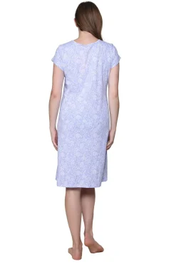 La Cera™ Camison De Punto De Algodon Floral Lila La Cera
