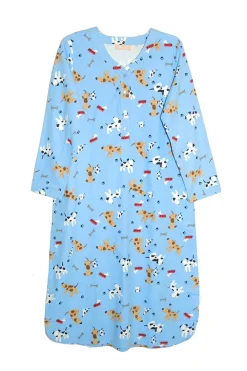 La Cera™ Camison De Talla Grande De Franela Con Estampado De Perro