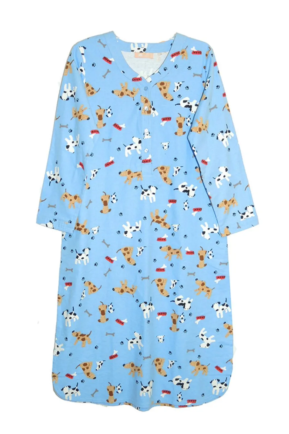 La Cera™ Camison De Talla Grande De Franela Con Estampado De Perro