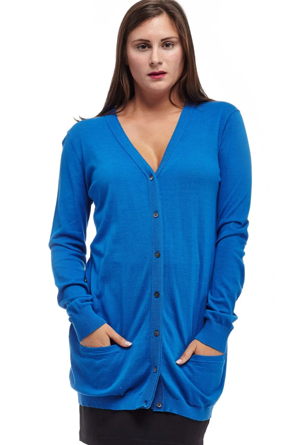 La Cera™ Cardigan Boyfriend De Manga Larga La Cera - Talla Grande