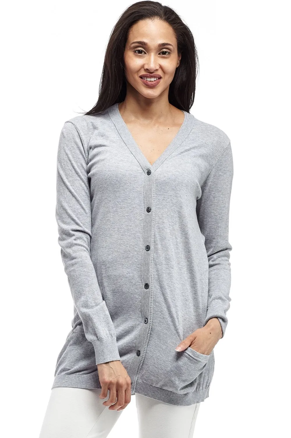 La Cera™ Cardigan Boyfriend De Manga Larga La Cera - Talla Grande