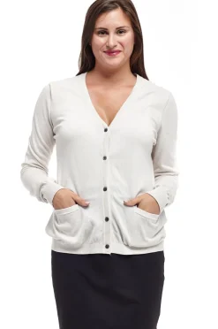 La Cera™ Cardigan De Manga Larga Con Bolsillos La Cera - Talla Grande