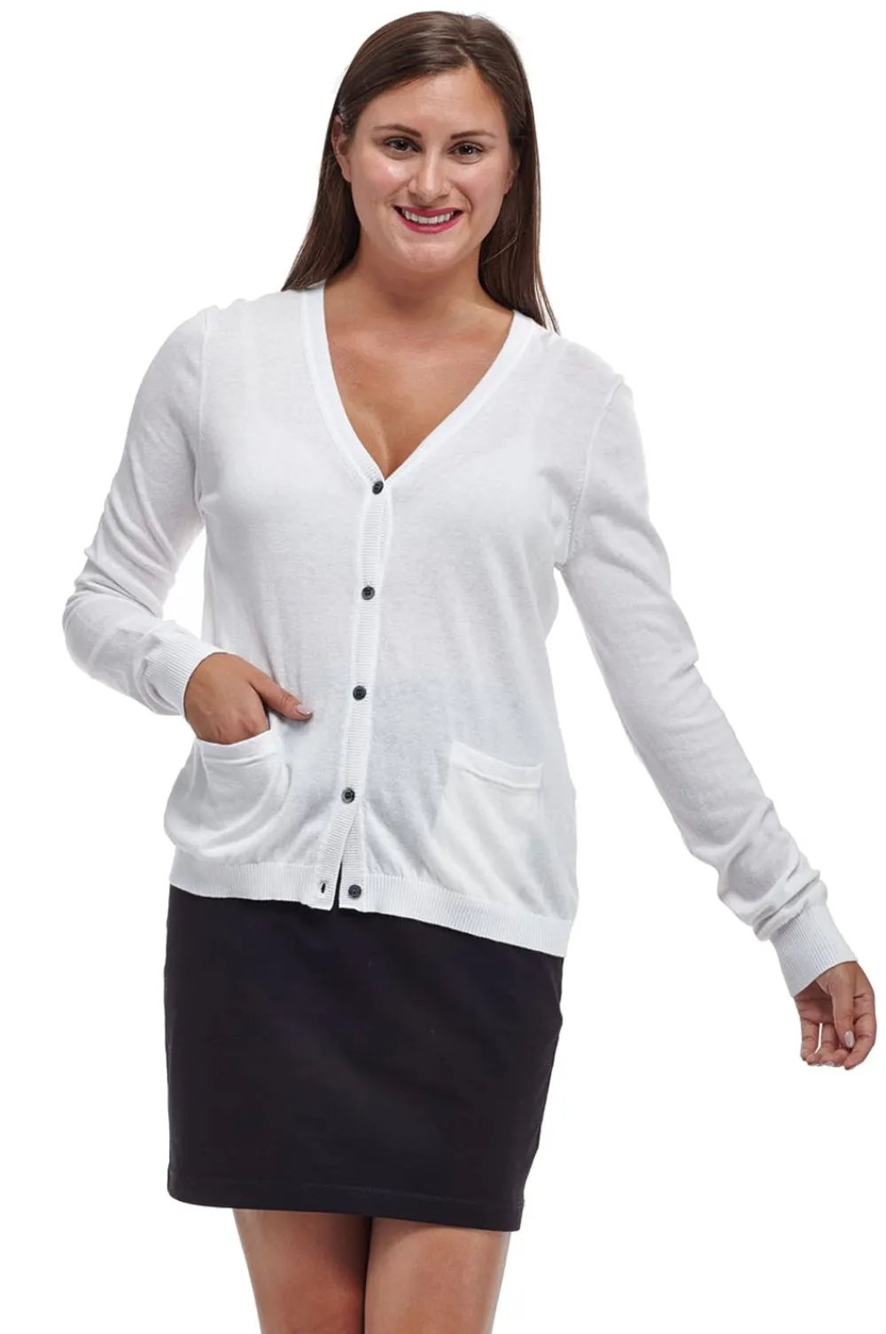 La Cera™ Cardigan De Manga Larga Con Bolsillos La Cera - Talla Grande