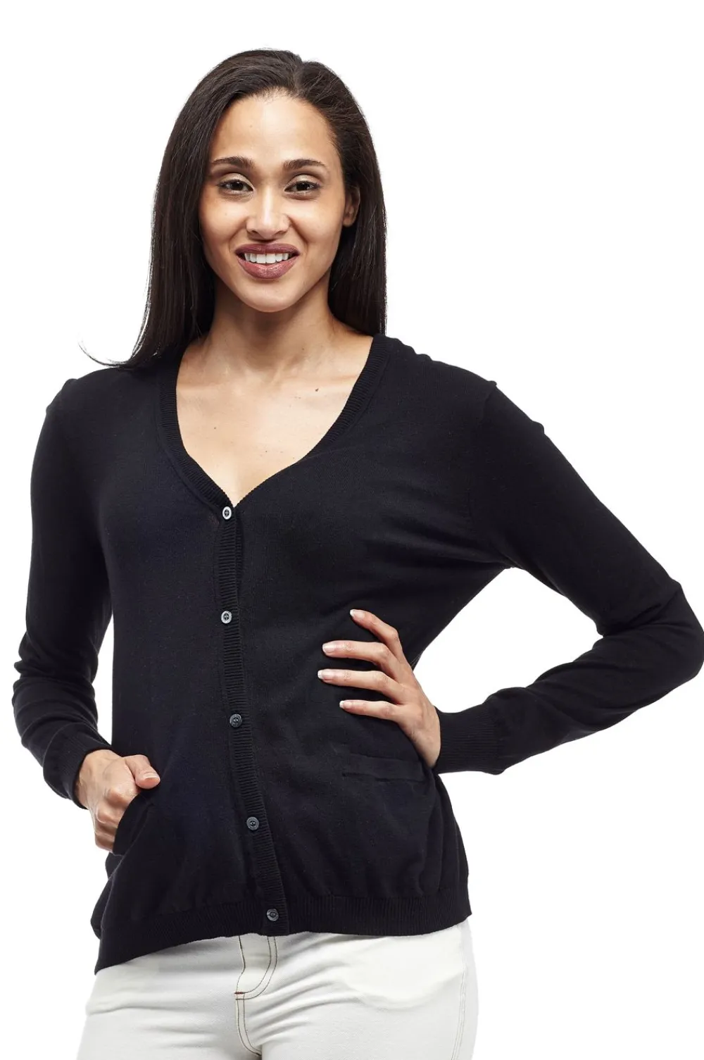 La Cera™ Cardigan De Manga Larga Con Bolsillos La Cera - Talla Grande