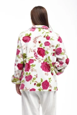 La Cera™ Chaqueta De Cama De Talla Grande De Forro Polar Floral