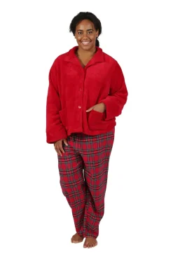 La Cera™ Chaqueta De Cama Roja De Felpa Talla Grande La Cera