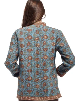 La Cera™ Chaqueta Mandarina Azul Acolchada La Cera