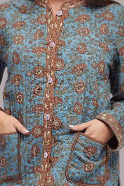 La Cera™ Chaqueta Mandarina Azul Acolchada La Cera