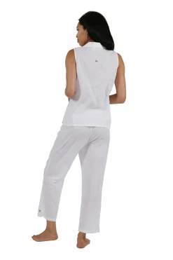 La Cera™ Conjunto De Pijama Capri Velero Bordado Sin Mangas 100% Algodon