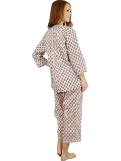 La Cera™ Conjunto De Pijama Capri Con Frente Plisado Y Manga 3/4 Floral De La C