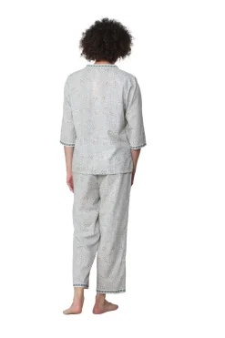 La Cera™ Conjunto De Pijama Capri Con Frente Plisado Y Manga 3/4 De La Cera