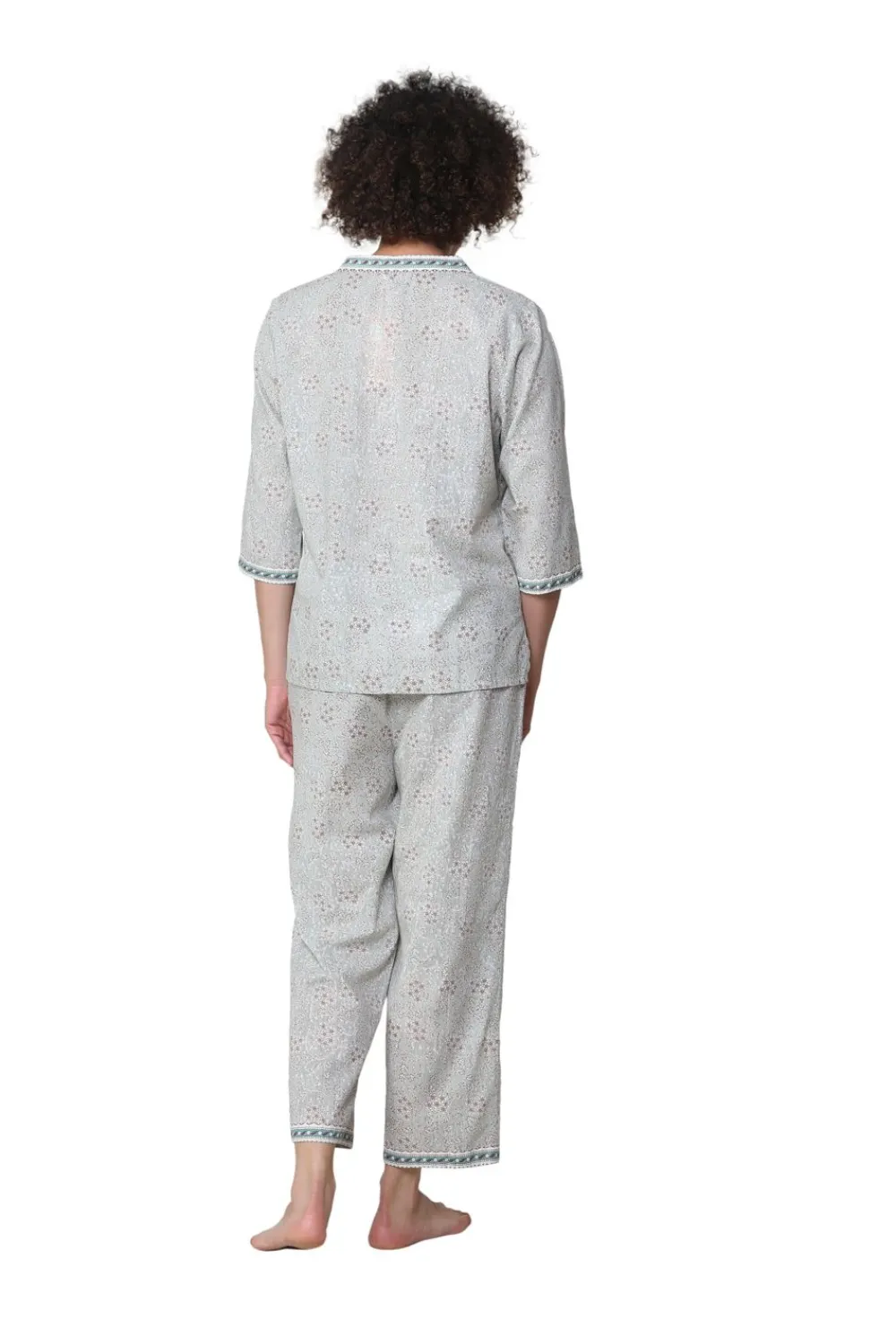 La Cera™ Conjunto De Pijama Capri Con Frente Plisado Y Manga 3/4 De La Cera