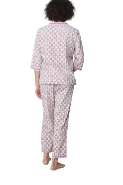 La Cera™ Conjunto De Pijama Capri Con Frente Plisado Y Manga 3/4 De La Cera