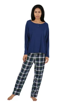La Cera™ Conjunto De Pijama Con Top De Punto De Algodon Y Franela