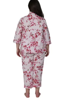 La Cera™ Conjunto De Pijama De Algodon Con Manga 3/4 Cherry Blossom De La Cera