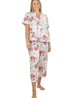 La Cera™ Conjunto De Pijama De Algodon Floral De Manga Corta La Cera