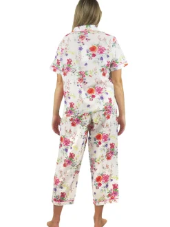 La Cera™ Conjunto De Pijama De Algodon Floral De Manga Corta La Cera