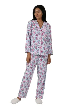 La Cera™ Conjunto De Pijama De Franela Floral Vintage