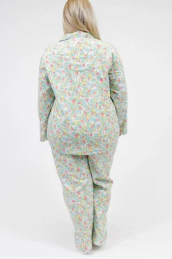 La Cera™ Conjunto De Pijama De Franela Floral De Talla Grande La Cera